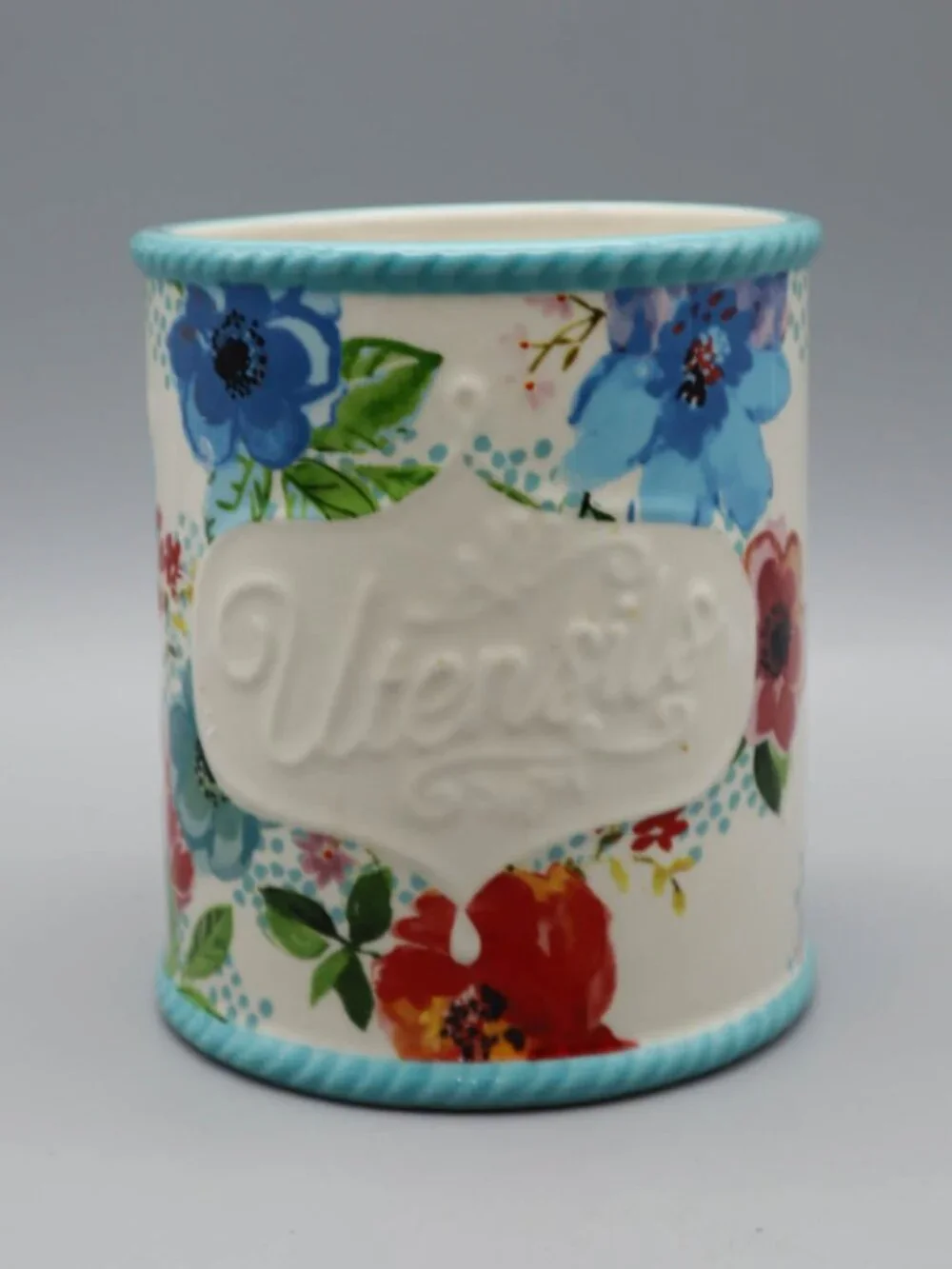 The Pioneer Woman Melody Floral Stoneware Ceramic Utensil Crock Farmhouse